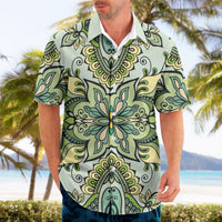 Indian Mandala Pattern Hawaiian Shirt Green Geometric Floral Mandala