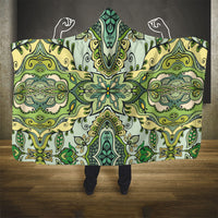 Indian Mandala Pattern Hooded Blanket Green Geometric Floral Mandala
