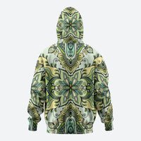 Indian Mandala Pattern Hoodie Green Geometric Floral Mandala