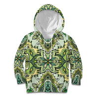 Indian Mandala Pattern Kid Hoodie Green Geometric Floral Mandala