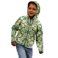 Indian Mandala Pattern Kid Hoodie Green Geometric Floral Mandala