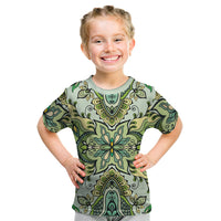 Indian Mandala Pattern Kid T Shirt Green Geometric Floral Mandala