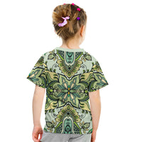 Indian Mandala Pattern Kid T Shirt Green Geometric Floral Mandala