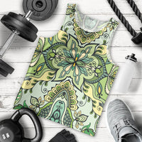 Indian Mandala Pattern Men Tank Top Green Geometric Floral Mandala