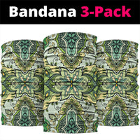 Indian Mandala Pattern Neck Gaiter Green Geometric Floral Mandala