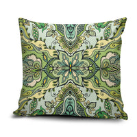 Indian Mandala Pattern Pillow Cover Green Geometric Floral Mandala