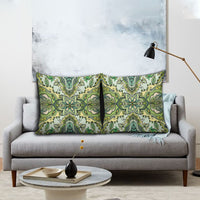 Indian Mandala Pattern Pillow Cover Green Geometric Floral Mandala