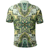Indian Mandala Pattern Polo Shirt Green Geometric Floral Mandala