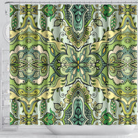 Indian Mandala Pattern Shower Curtain Green Geometric Floral Mandala