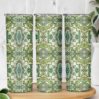 Indian Mandala Pattern Skinny Tumbler Green Geometric Floral Mandala
