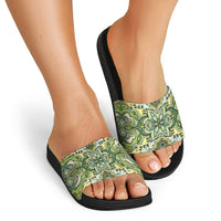Indian Mandala Pattern Slide Sandals Green Geometric Floral Mandala
