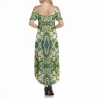 Indian Mandala Pattern Summer Maxi Dress Green Geometric Floral Mandala