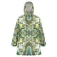 Indian Mandala Pattern Wearable Blanket Hoodie Green Geometric Floral Mandala