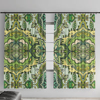Indian Mandala Pattern Window Curtain Green Geometric Floral Mandala