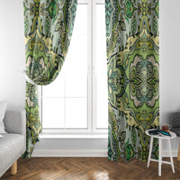 Indian Mandala Pattern Window Curtain Green Geometric Floral Mandala
