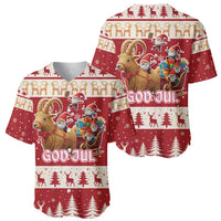 Sweden Christmas Baseball Jersey God Jul Nordic Julbock - Wonder Print Shop