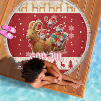 Sweden Christmas Beach Blanket God Jul Nordic Julbock - Wonder Print Shop