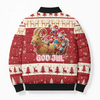 Sweden Christmas Bomber Puffer Jacket God Jul Nordic Julbock - Wonder Print Shop