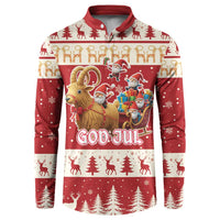 Sweden Christmas Button Sweatshirt God Jul Nordic Julbock - Wonder Print Shop