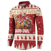 Sweden Christmas Button Sweatshirt God Jul Nordic Julbock - Wonder Print Shop