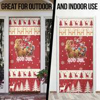Sweden Christmas Door Cover God Jul Nordic Julbock - Wonder Print Shop