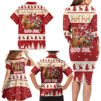 Sweden Christmas Family Matching Long Sleeve Bodycon Dress and Hawaiian Shirt God Jul Nordic Julbock - Wonder Print Shop