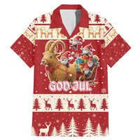 Sweden Christmas Family Matching Mermaid Dress and Hawaiian Shirt God Jul Nordic Julbock - Wonder Print Shop