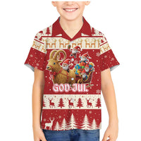 Sweden Christmas Family Matching Mermaid Dress and Hawaiian Shirt God Jul Nordic Julbock - Wonder Print Shop