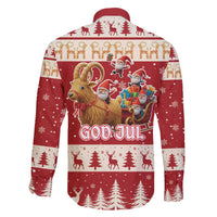 Sweden Christmas Family Matching Off The Shoulder Long Sleeve Dress and Hawaiian Shirt God Jul Nordic Julbock - Wonder Print Shop