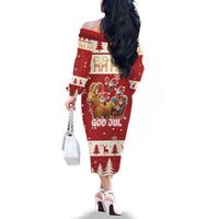 Sweden Christmas Family Matching Off The Shoulder Long Sleeve Dress and Hawaiian Shirt God Jul Nordic Julbock - Wonder Print Shop
