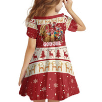 Sweden Christmas Family Matching Off Shoulder Maxi Dress and Hawaiian Shirt God Jul Nordic Julbock - Wonder Print Shop