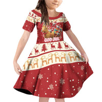Sweden Christmas Family Matching Off Shoulder Short Dress and Hawaiian Shirt God Jul Nordic Julbock - Wonder Print Shop