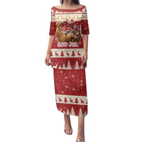 Sweden Christmas Family Matching Puletasi and Hawaiian Shirt God Jul Nordic Julbock - Wonder Print Shop