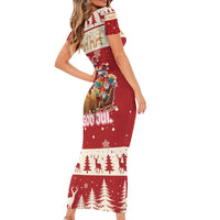 Sweden Christmas Family Matching Short Sleeve Bodycon Dress and Hawaiian Shirt God Jul Nordic Julbock - Wonder Print Shop