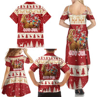 Sweden Christmas Family Matching Summer Maxi Dress and Hawaiian Shirt God Jul Nordic Julbock - Wonder Print Shop
