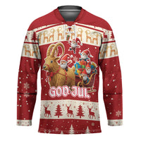 Sweden Christmas Hockey Jersey God Jul Nordic Julbock - Wonder Print Shop