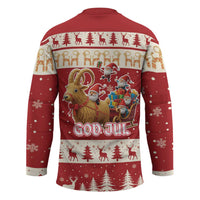 Sweden Christmas Hockey Jersey God Jul Nordic Julbock - Wonder Print Shop