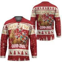 Sweden Christmas Hockey Jersey God Jul Nordic Julbock - Wonder Print Shop