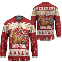 Sweden Christmas Hockey Jersey God Jul Nordic Julbock - Wonder Print Shop