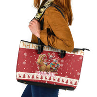 Sweden Christmas Leather Tote Bag God Jul Nordic Julbock - Wonder Print Shop