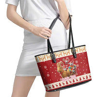 Sweden Christmas Leather Tote Bag God Jul Nordic Julbock - Wonder Print Shop