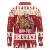 Sweden Christmas Long Sleeve Polo Shirt God Jul Nordic Julbock - Wonder Print Shop