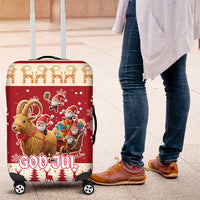 Sweden Christmas Luggage Cover God Jul Nordic Julbock - Wonder Print Shop