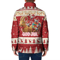 Sweden Christmas Padded Jacket God Jul Nordic Julbock - Wonder Print Shop