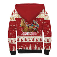Sweden Christmas Sherpa Hoodie God Jul Nordic Julbock - Wonder Print Shop