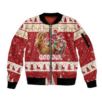 Sweden Christmas Sleeve Zip Bomber Jacket God Jul Nordic Julbock - Wonder Print Shop