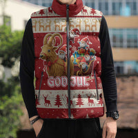 Sweden Christmas Sleeveless Puffer Jacket God Jul Nordic Julbock - Wonder Print Shop