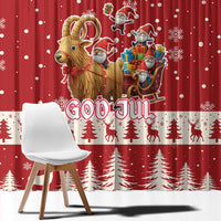Sweden Christmas Window Curtain God Jul Nordic Julbock - Wonder Print Shop