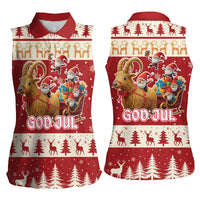 Sweden Christmas Women Sleeveless Polo Shirt God Jul Nordic Julbock - Wonder Print Shop