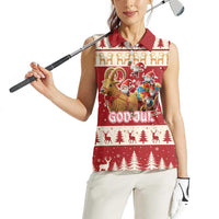 Sweden Christmas Women Sleeveless Polo Shirt God Jul Nordic Julbock - Wonder Print Shop